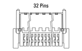 Dimensions Zero8 plug angled 32 pins